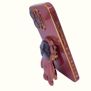 Spacey Style: Astronaut iPhone 14 Pro Case wStand & Camera Shield‎ Ravishing Red